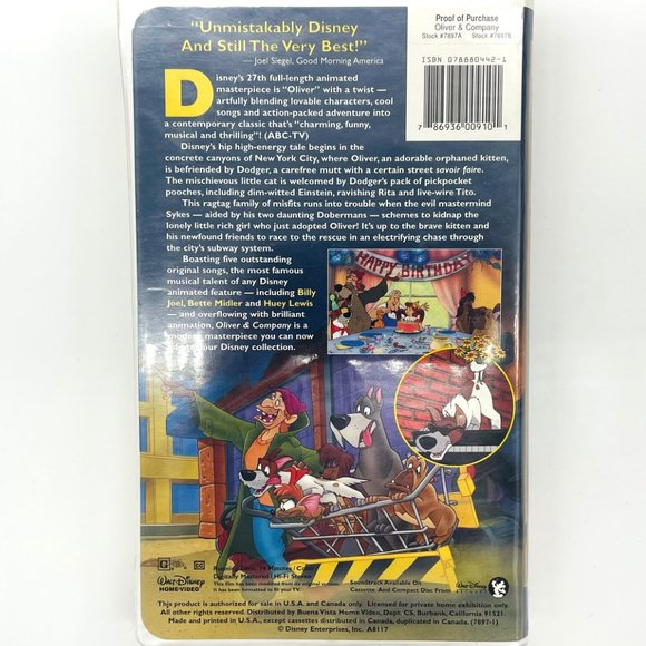 Vintage 1996 Walt Disney Home Video Oliver & Company with Bonus Items VHS Movie - Picture 2 of 5